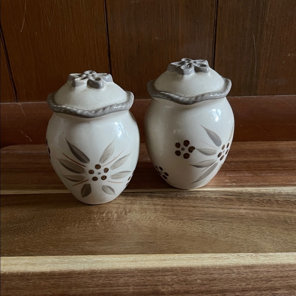 Cream Ceramic Floral Salt and Pepper Shakers